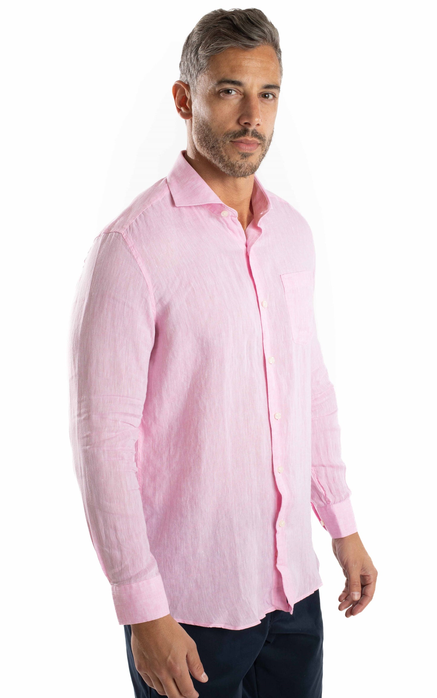 Camisa Manga Longa Linho - Rosa