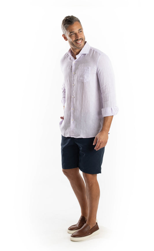 Camisa Manga Longa Linho - Lilas