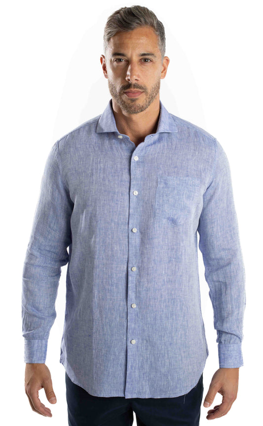 Camisa Manga Longa Linho - Azul Celeste