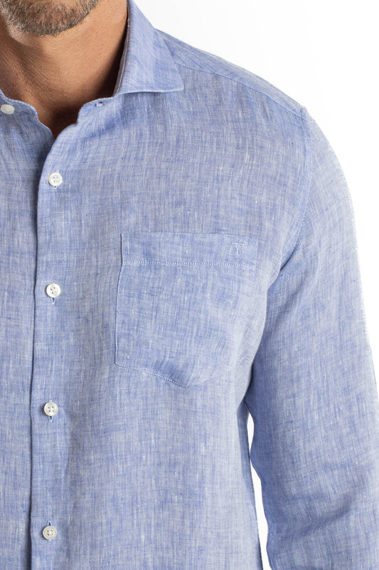 Camisa Manga Longa Linho - Azul Celeste