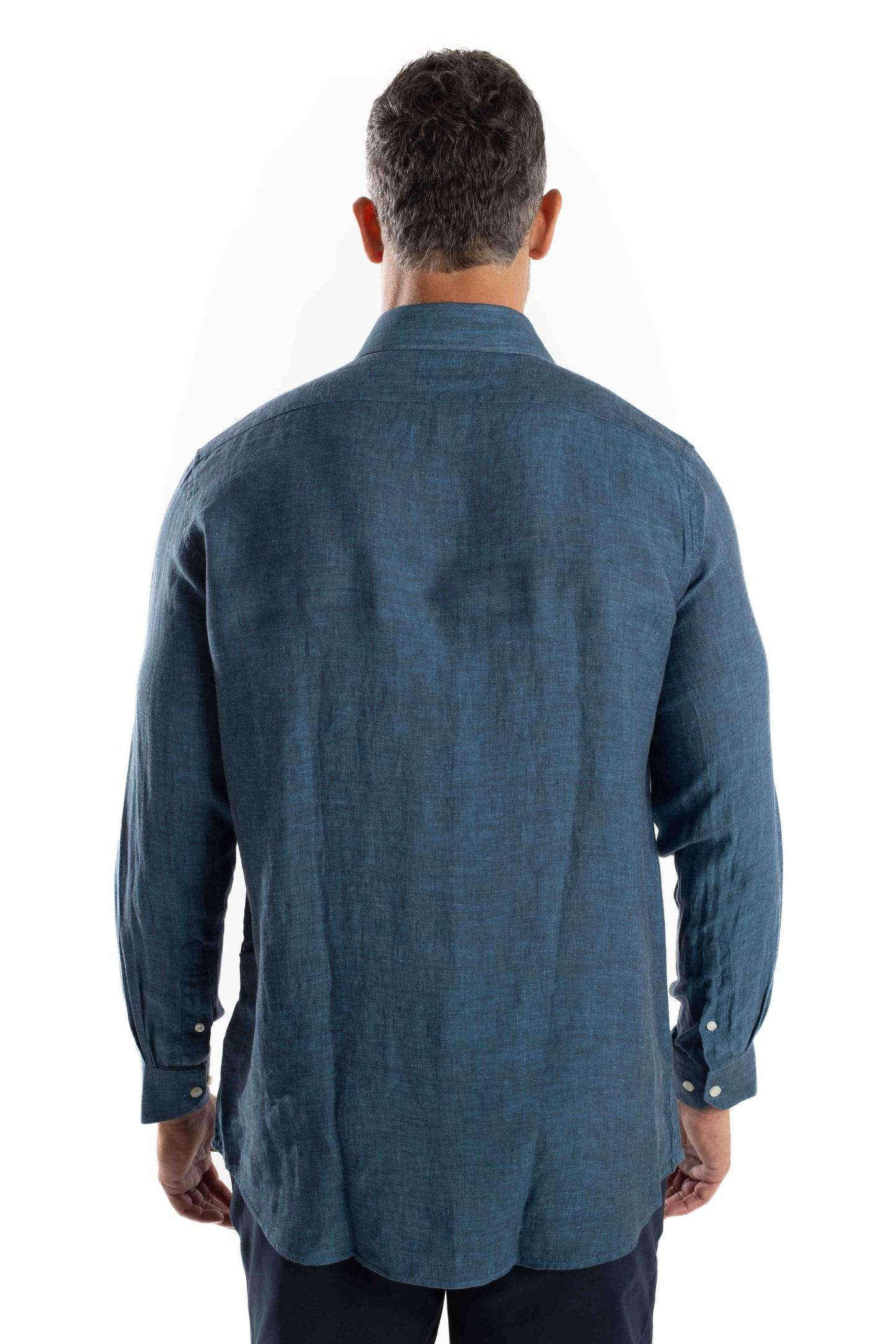 Camisa Manga Longa Linho - Azul Escuro