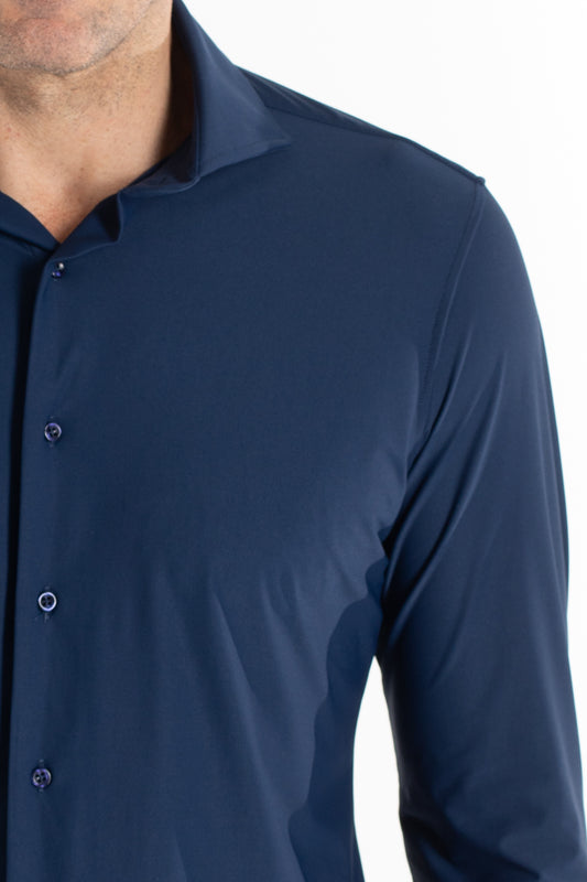 Camisa Manga Longa Slim Malha Poliamida - Marinho