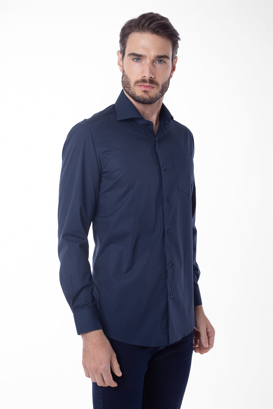 Camisa Manga Longa Lisa - Marinho