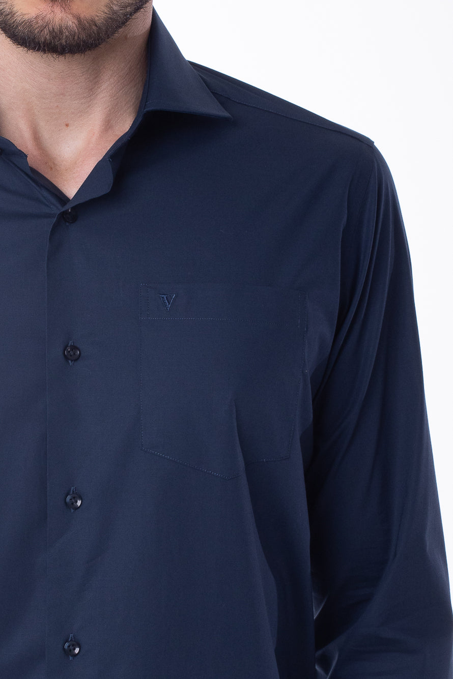 Camisa Manga Longa Lisa - Marinho