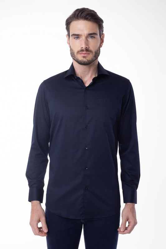 Camisa Manga Longa Lisa - Marinho Noite