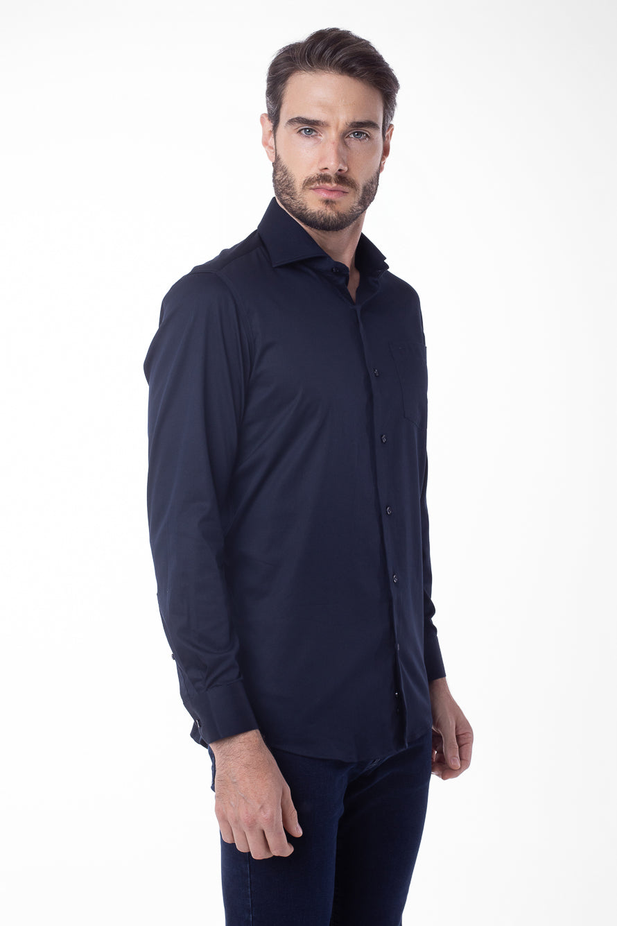 Camisa Manga Longa Lisa - Marinho Noite