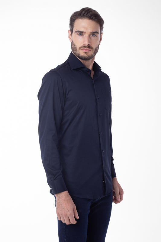 Camisa Manga Longa Lisa - Marinho Noite