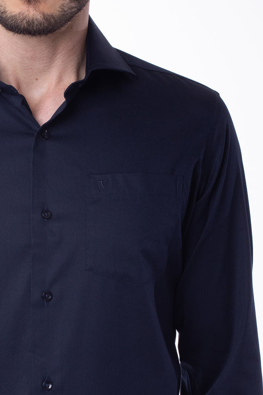 Camisa Manga Longa Lisa - Marinho Noite