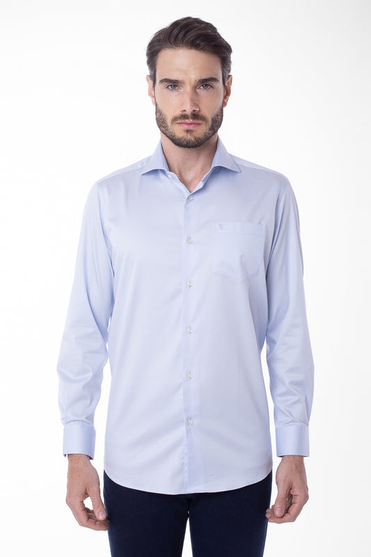 Camisa Manga Longa Lisa - Azul Ceu