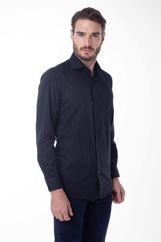 Camisa Manga Longa Lisa - Preto