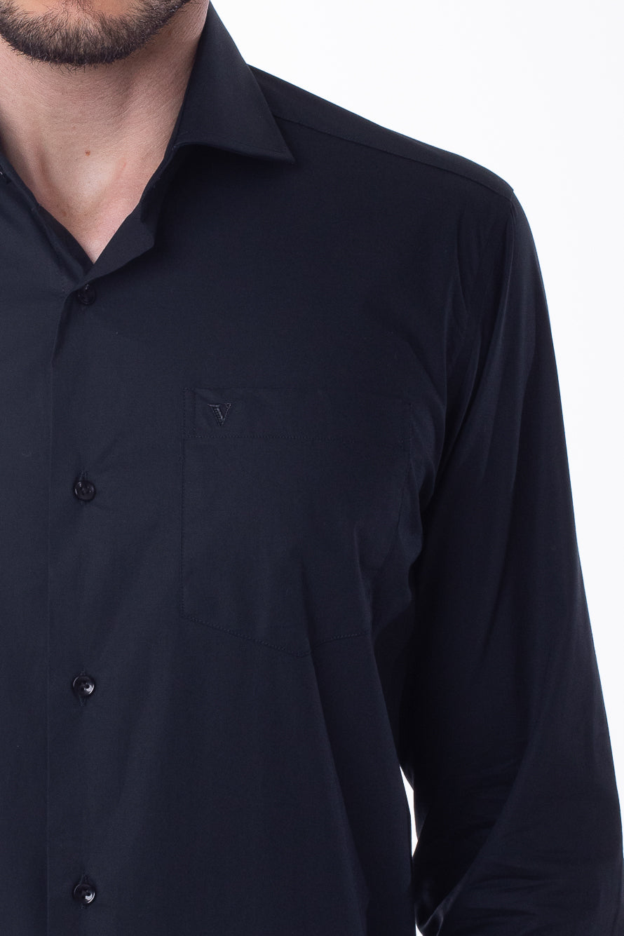 Camisa Manga Longa Lisa - Preto