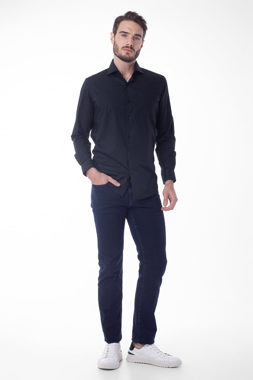 Camisa Manga Longa Lisa - Preto