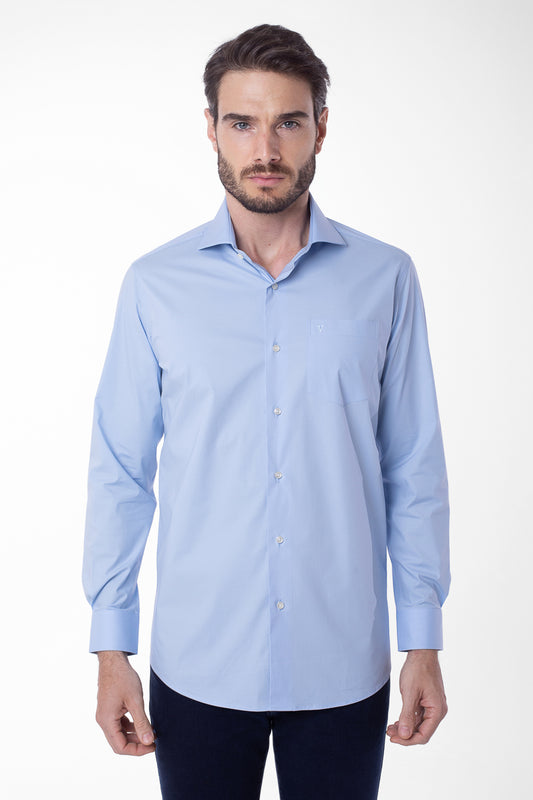 Camisa Manga Longa Lisa - Azul Claro