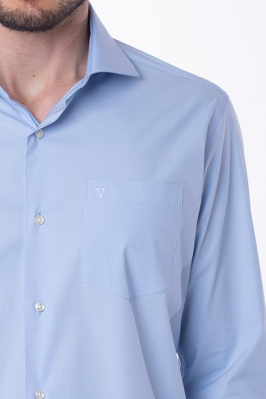 Camisa Manga Longa Lisa - Azul Claro