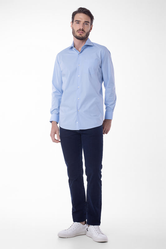 Camisa Manga Longa Lisa - Azul Claro