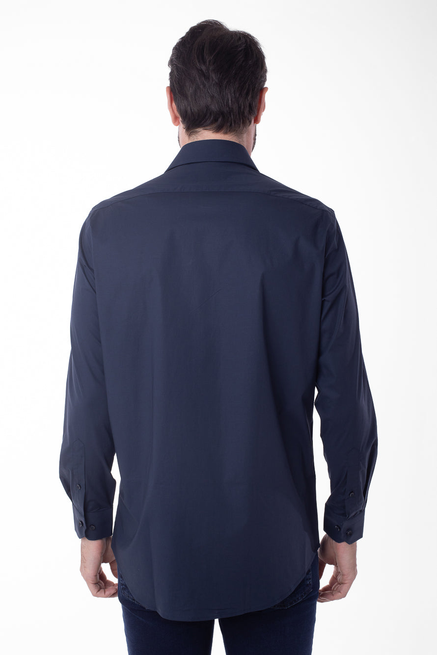 Camisa Manga Longa Lisa - Azul Noite