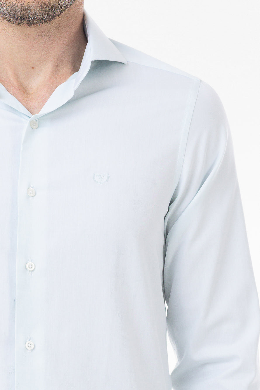 Camisa Manga Longa Lisa Sarjada - Verde Claro