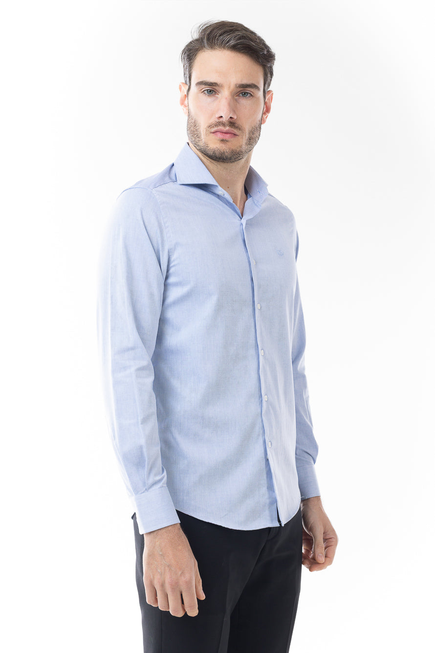 Camisa Manga Longa Lisa Sarjada - Azul Escuro