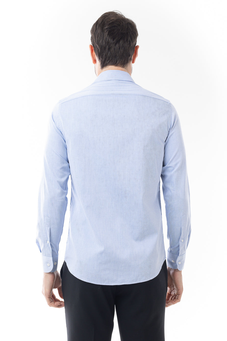 Camisa Manga Longa Lisa Sarjada - Azul Escuro