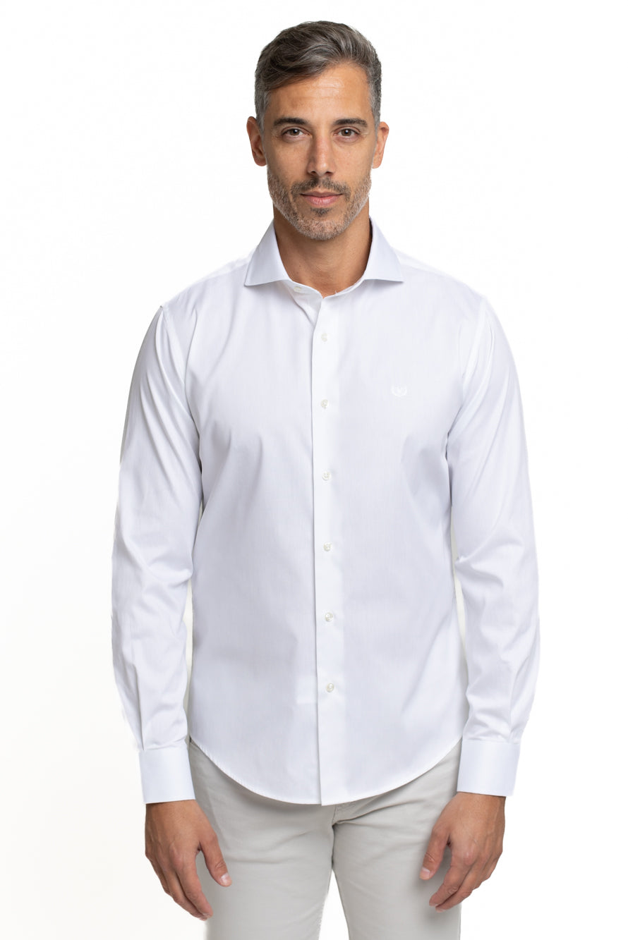 Camisa Algodão Slim Colarinho Italiano - Branco