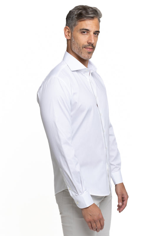 Camisa Algodão Slim Colarinho Italiano - Branco