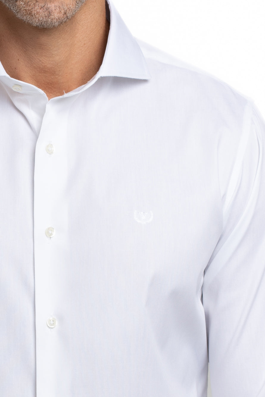 Camisa Algodão Slim Colarinho Italiano - Branco