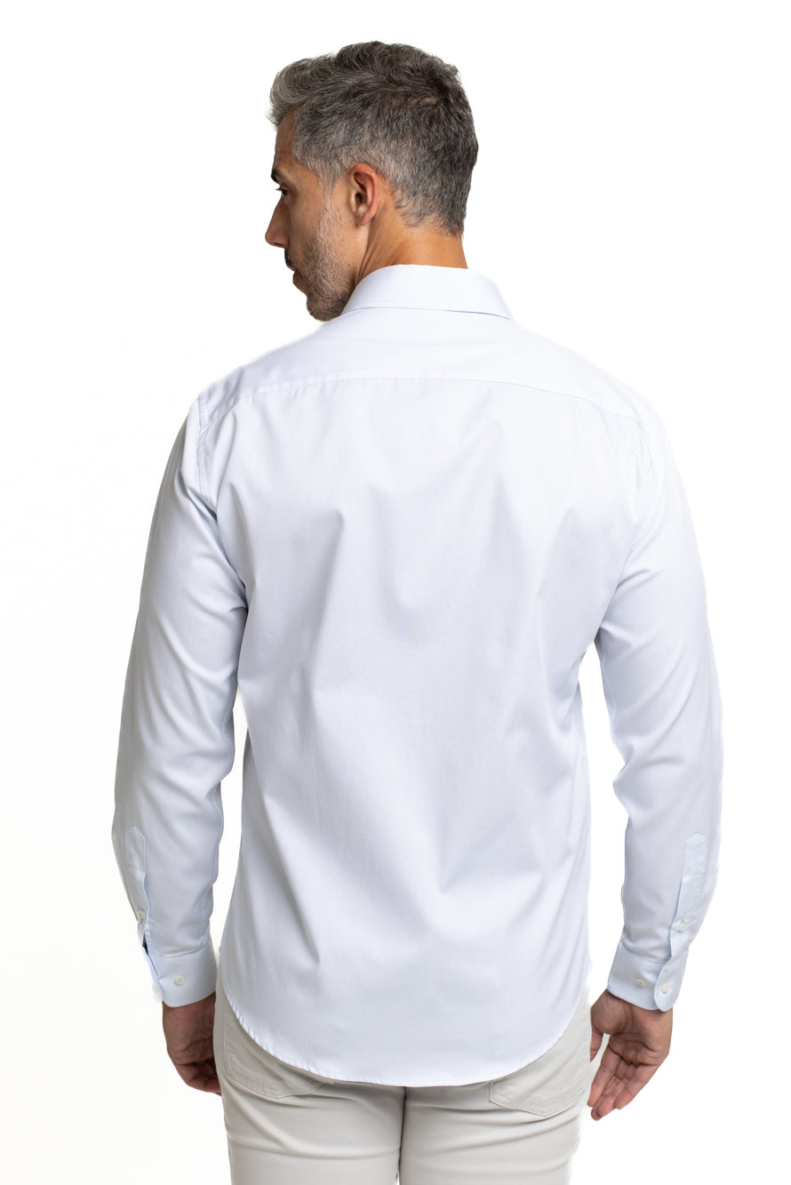 Camisa Algodão Slim Colarinho Italiano - Azul.