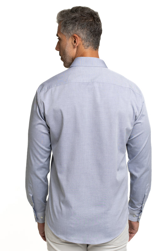 Camisa Algodão Slim Colarinho Italiano - Marinho