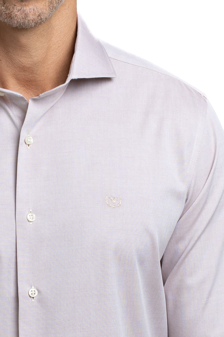 Camisa Algodão Slim Colarinho Italiano - Marrom