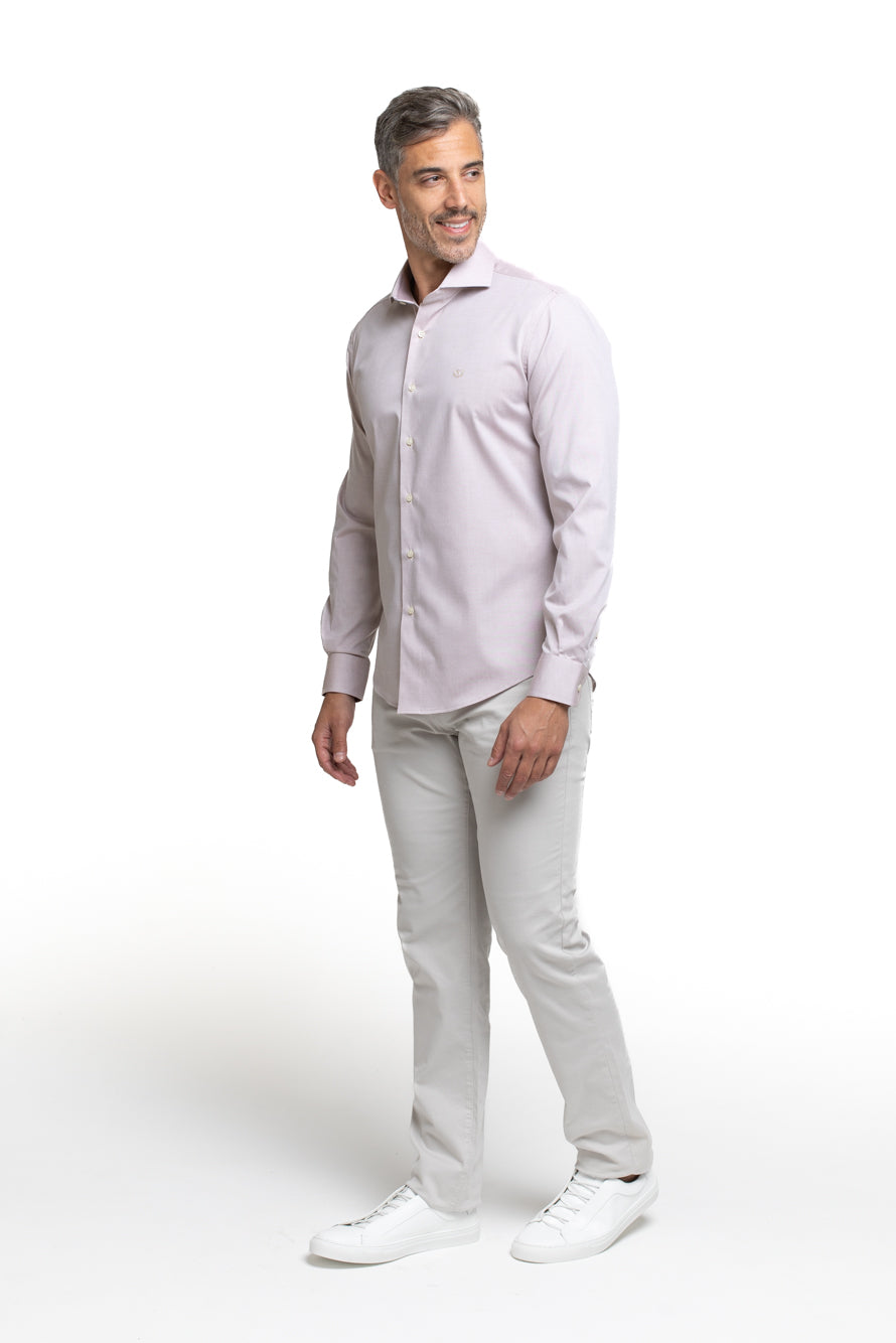 Camisa Algodão Slim Colarinho Italiano - Marrom