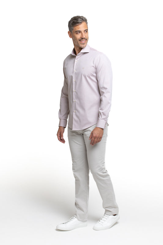 Camisa Algodão Slim Colarinho Italiano - Marrom