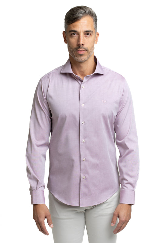 Camisa Algodão Slim Colarinho Italiano - Vinho