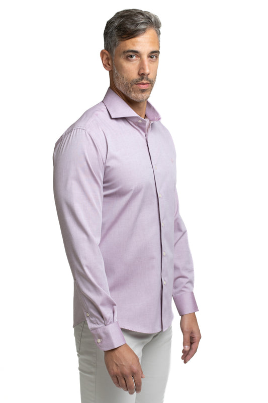 Camisa Algodão Slim Colarinho Italiano - Vinho