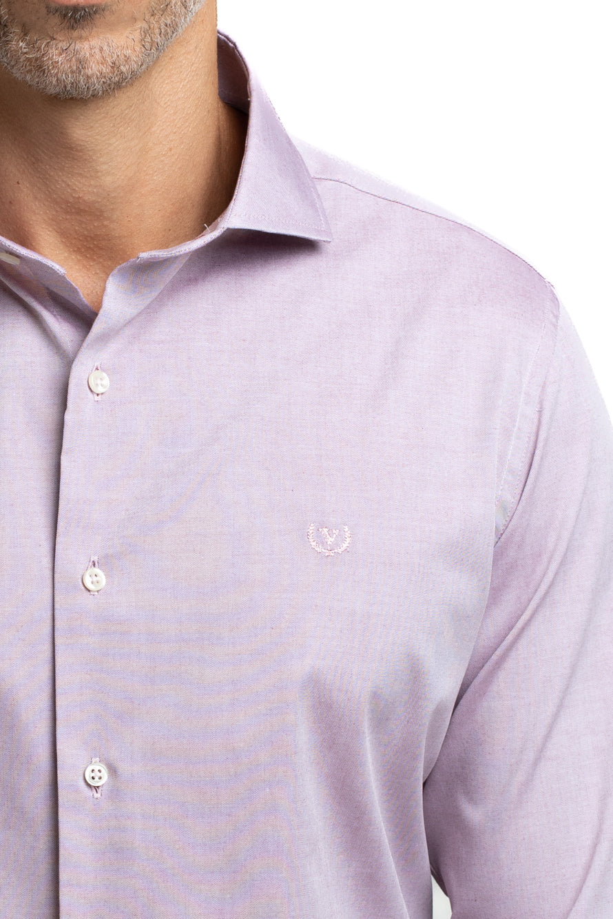 Camisa Algodão Slim Colarinho Italiano - Vinho