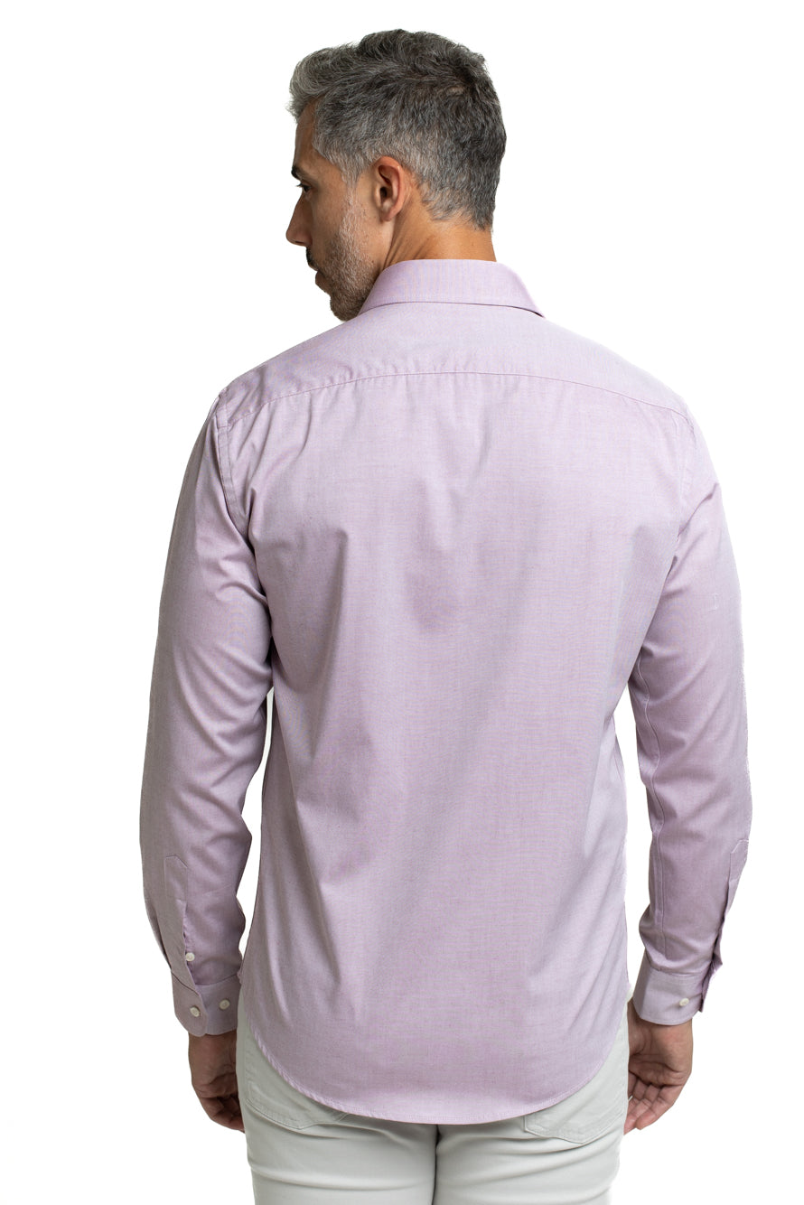 Camisa Algodão Slim Colarinho Italiano - Vinho