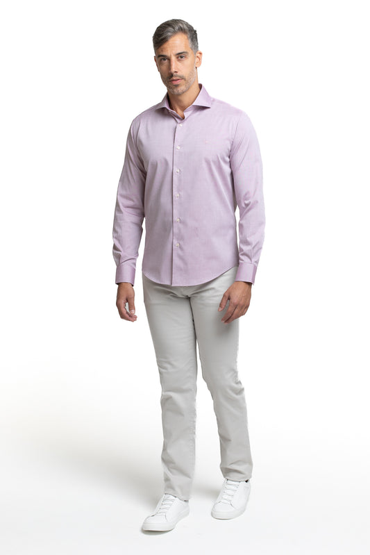 Camisa Algodão Slim Colarinho Italiano - Vinho