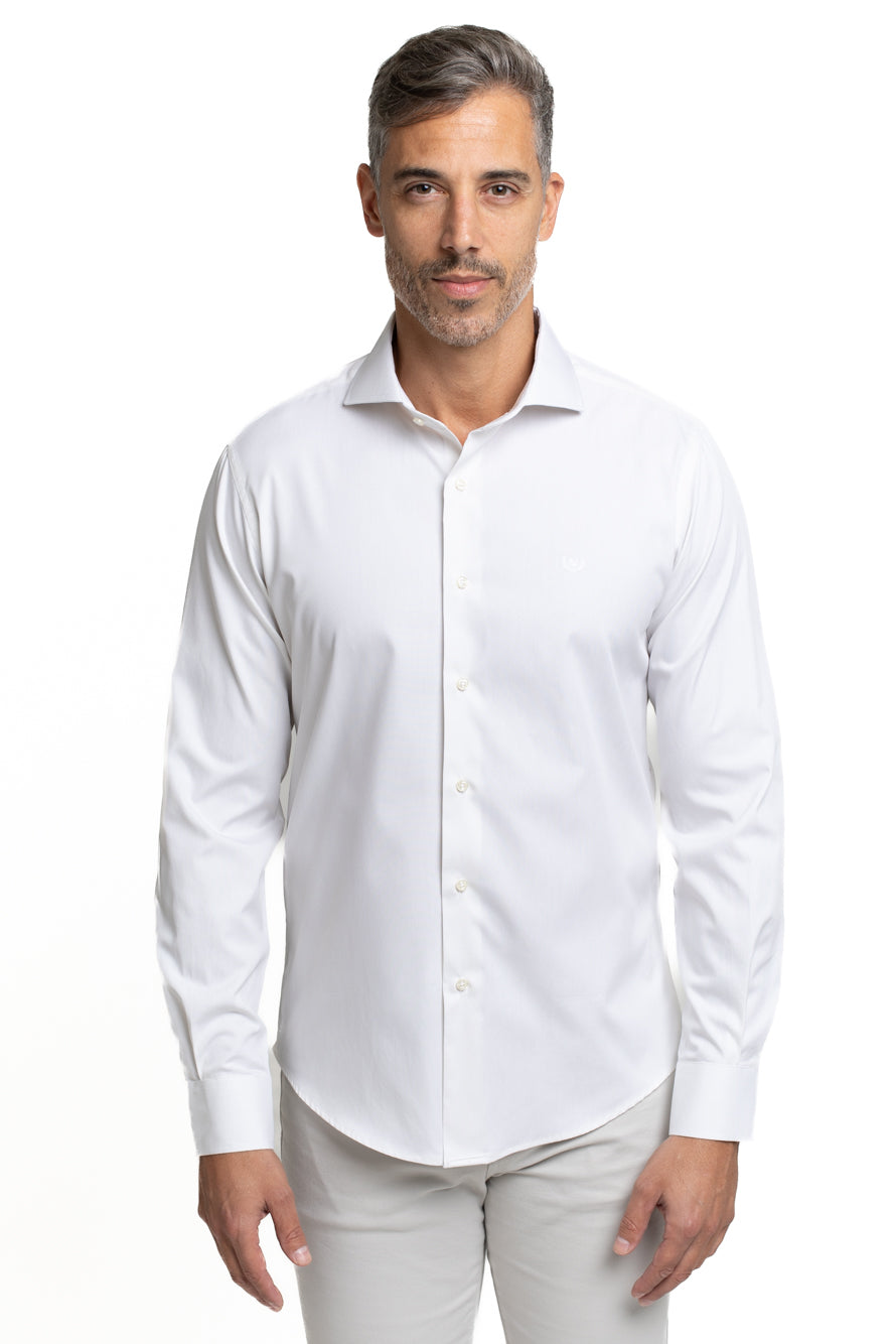 Camisa Algodão Slim Colarinho Italiano - Off White