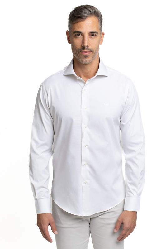 Camisa Algodão Slim Colarinho Italiano - Off White