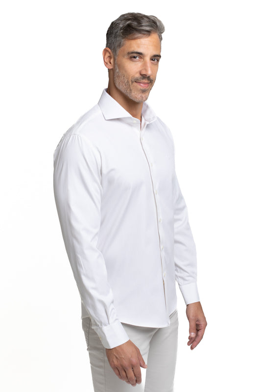 Camisa Algodão Slim Colarinho Italiano - Off White
