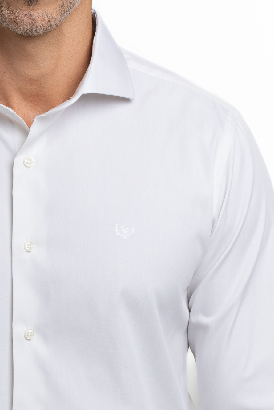 Camisa Algodão Slim Colarinho Italiano - Off White
