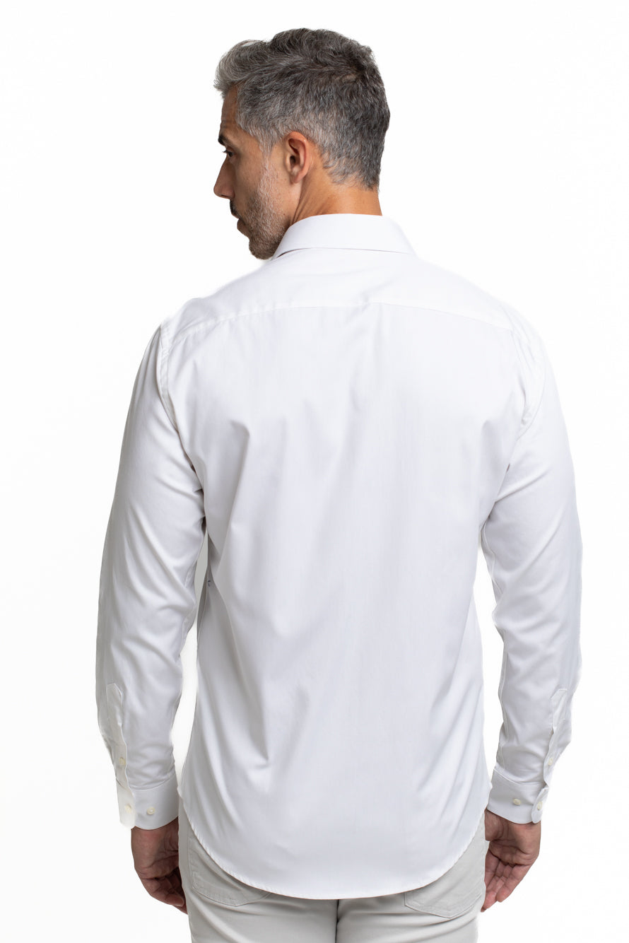 Camisa Algodão Slim Colarinho Italiano - Off White