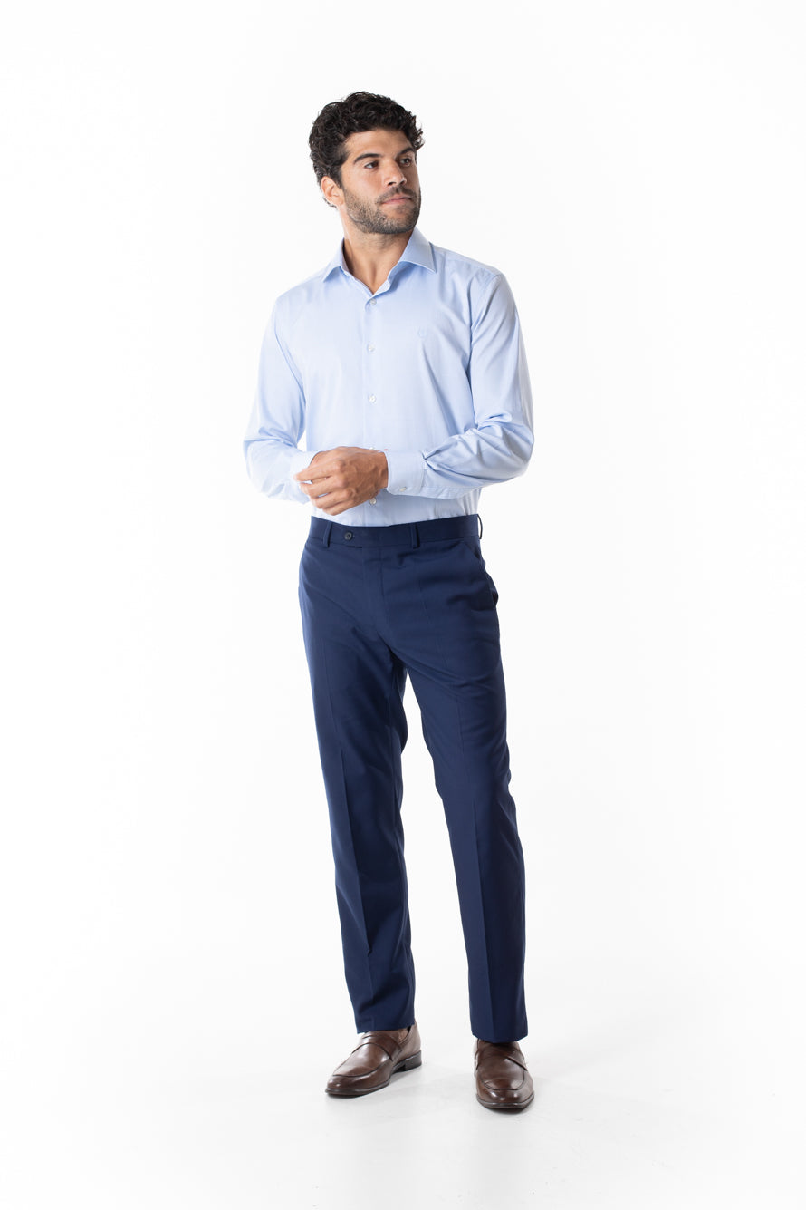 Camisa Manga Longa Slim Lisa - Azul Claro