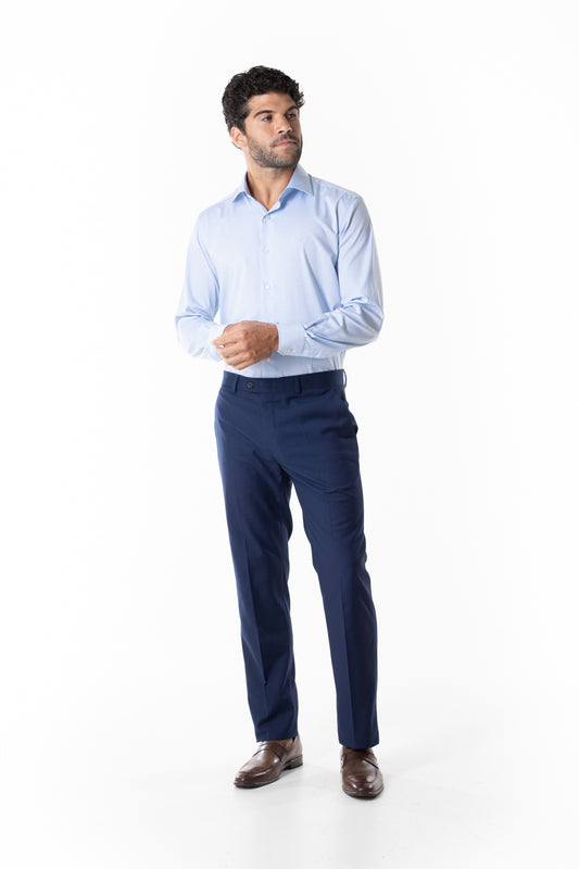 Camisa Manga Longa Slim Lisa - Azul Claro