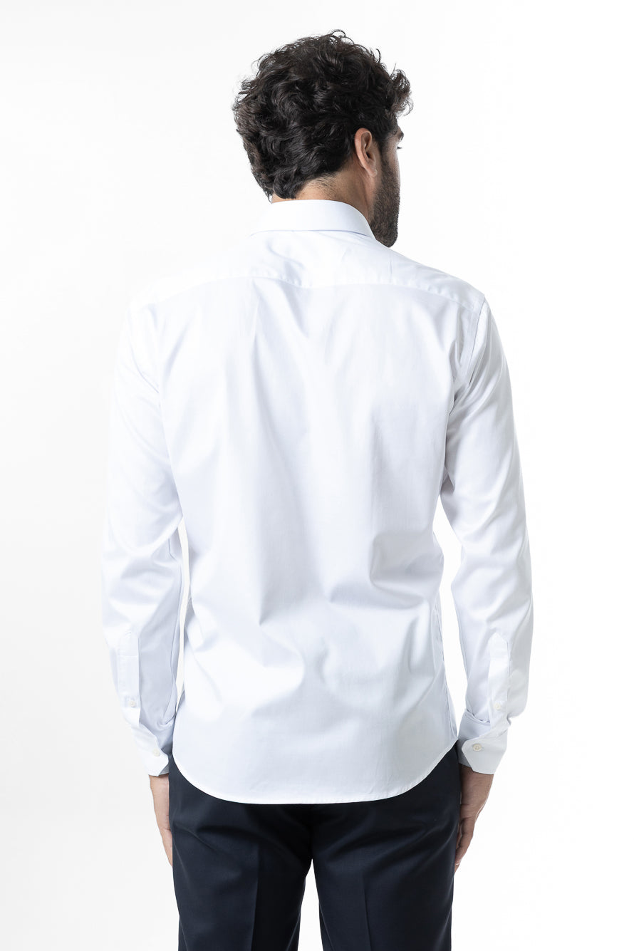 Camisa Manga Longa Slim Lisa Cetim - Branco