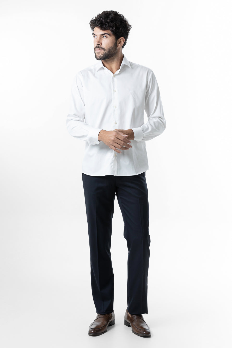 Camisa Manga Longa Slim Lisa Cetim - Off White