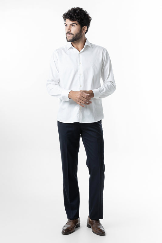 Camisa Manga Longa Slim Lisa Cetim - Off White