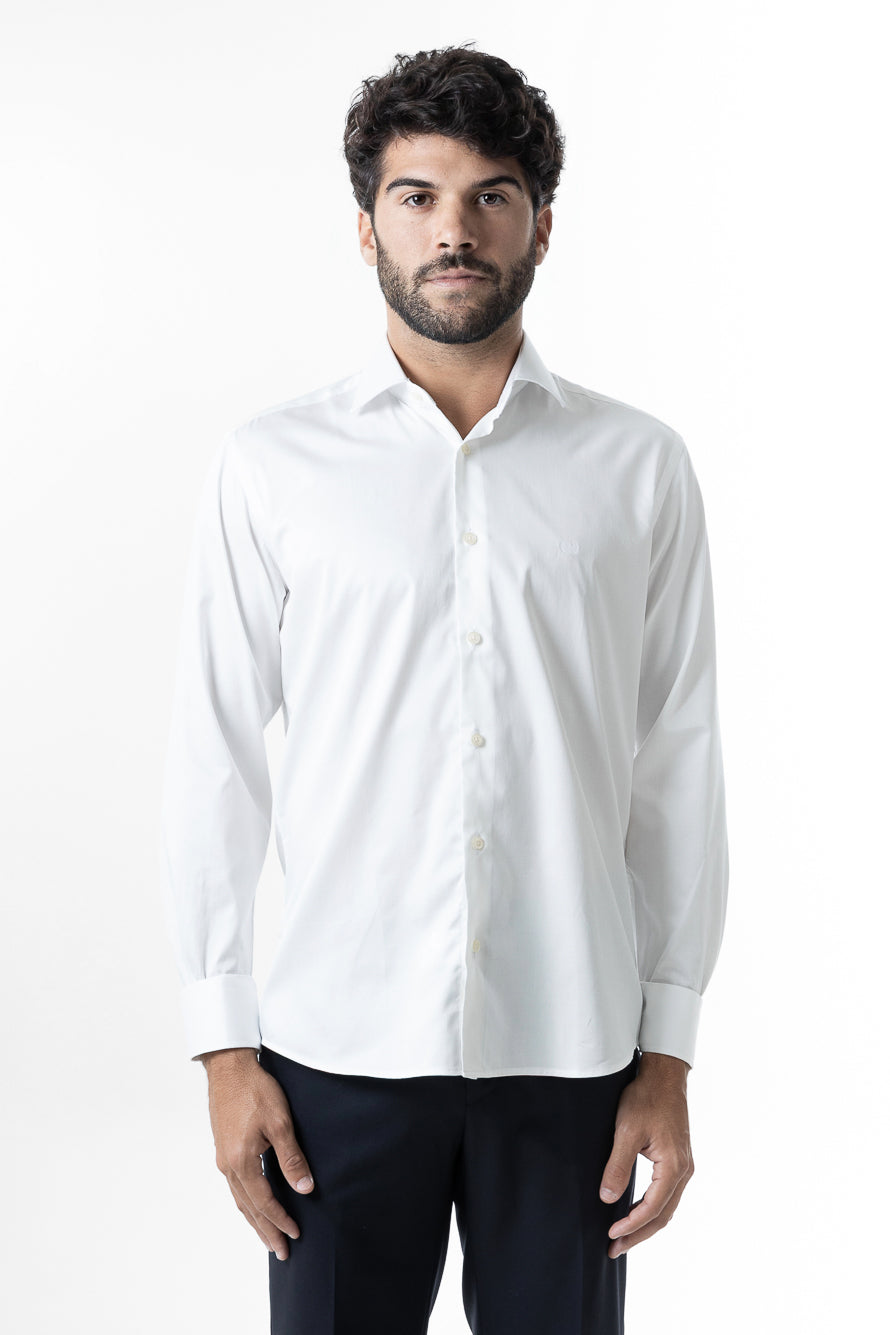 Camisa Manga Longa Slim Lisa Cetim - Off White