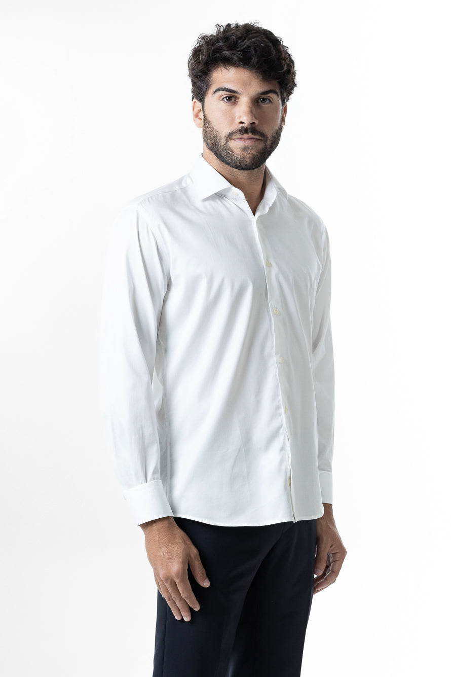 Camisa Manga Longa Slim Lisa Cetim - Off White