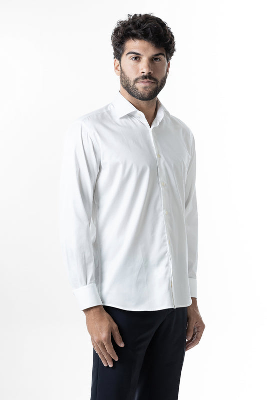 Camisa Manga Longa Slim Lisa Cetim - Off White