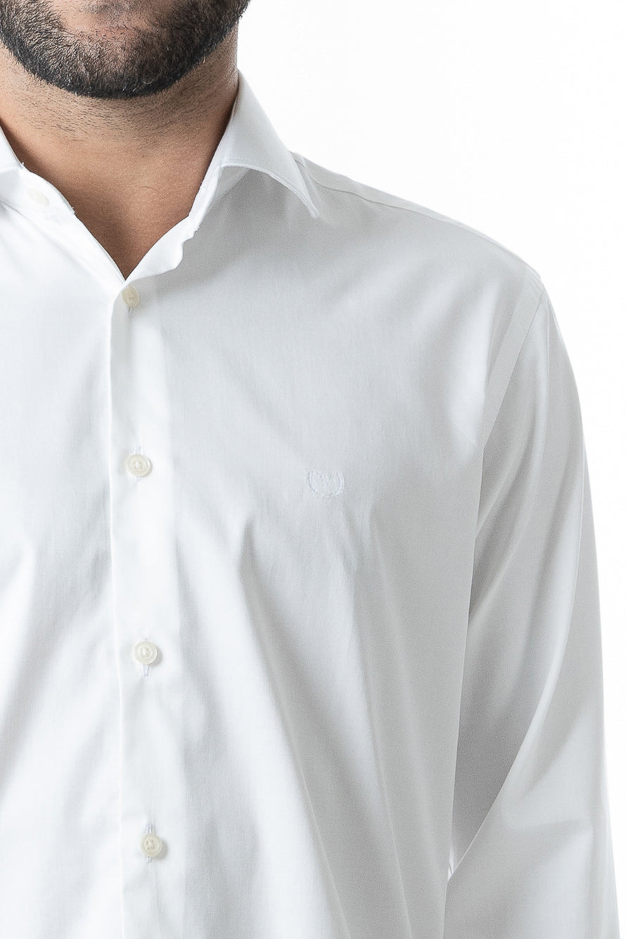 Camisa Manga Longa Slim Lisa Cetim - Off White